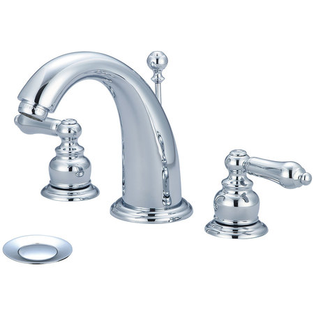 PIONEER FAUCETS Two Handle Widespread Bathroom Faucet, Compression Hose, Chrome, Overall Height: 6" 3BR400
